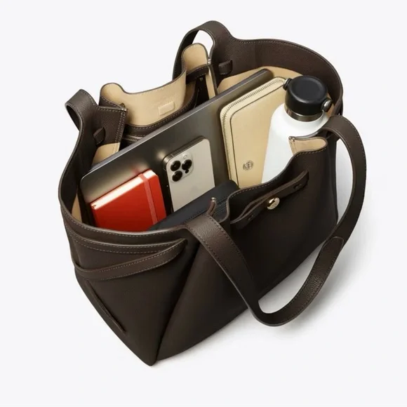 Tory Burch Romy Dark Brown Leather Tote - Picture 3 of 10